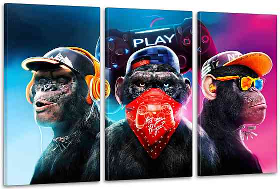 Модульна картина у вітальню/ спальню     Мавпи      ART-039_3A 100х150 см Київ