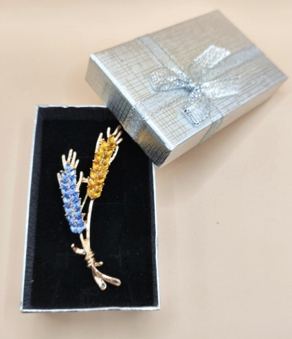 Брошка патріотична "Два колоски " в подарунковій коробці Сміла - фото 1