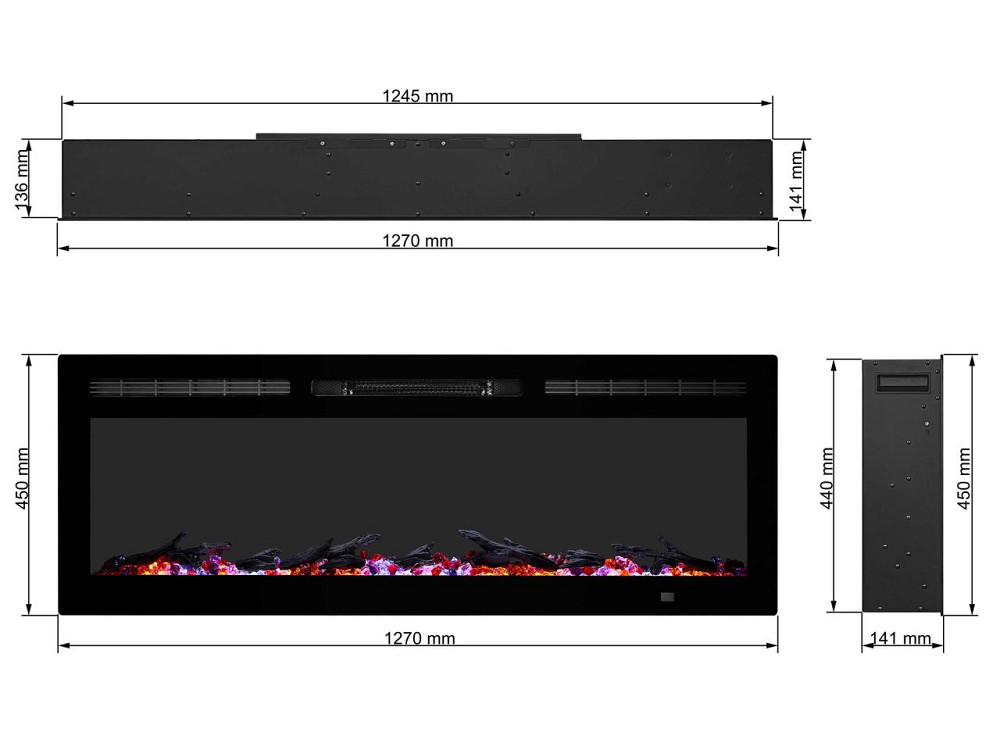Электрокамин настенный ArtiFlame AF50RF с обогревом и звуком горения огня Львов - изображение 6