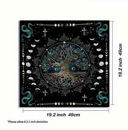 Скатертина для таро Дерево життя 49×49 см, килимок для карт таро, рун, алтарна тканина Київ