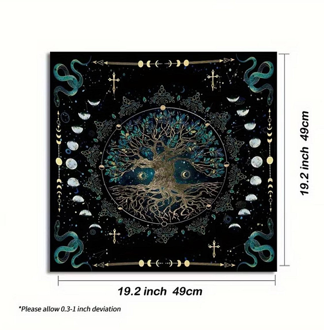 Скатерть для таро Дерево жизни 49×49 см, коврик для карт таро, рун, алтарная ткань Киев - изображение 5