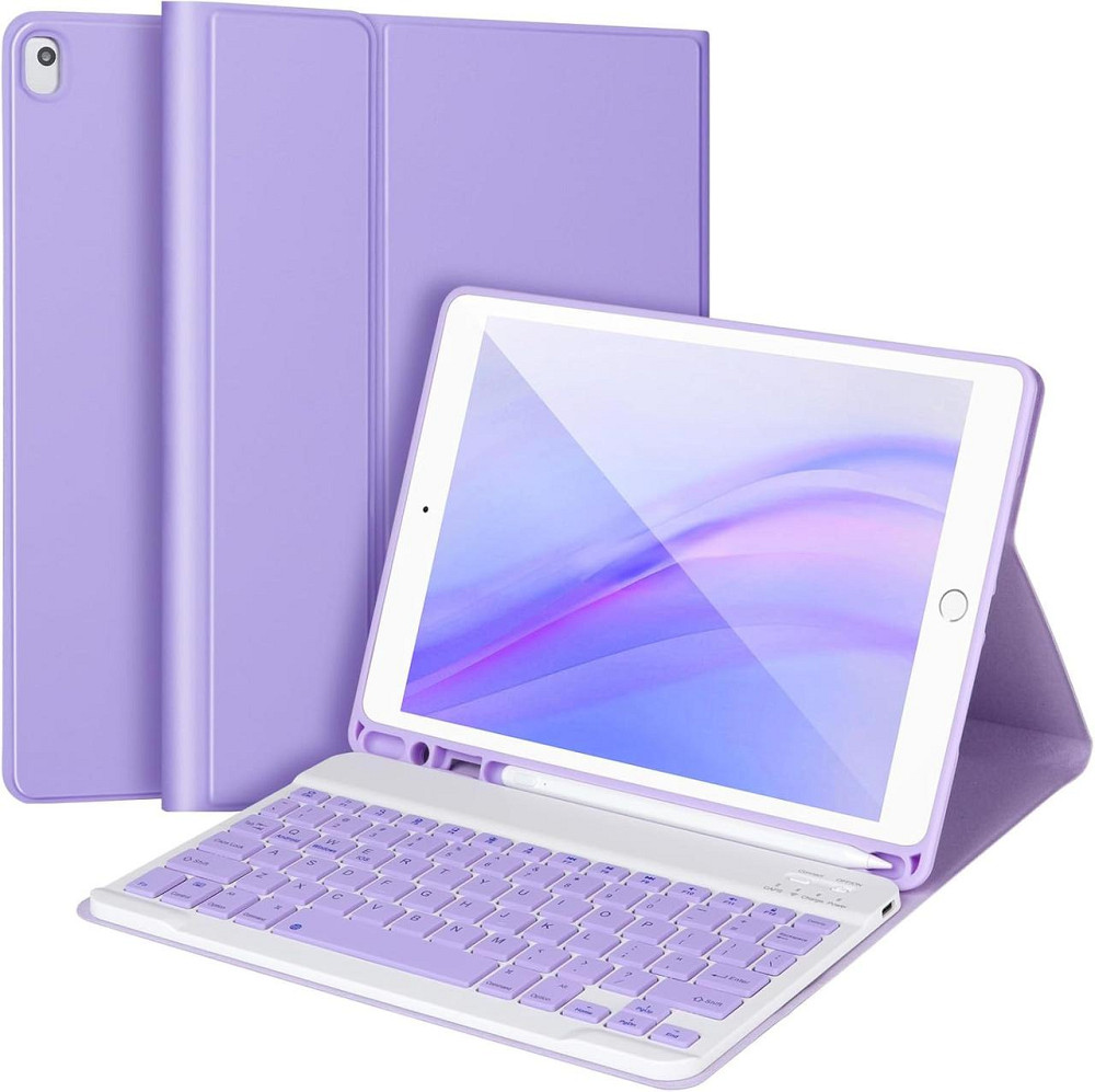 Кейc-клавіатура для iPad 9/8/7 Gen 10.2 дюйма Bluetooth с подставкой и держателем для Apple Pencil фиолетовый Киев - изображение 1