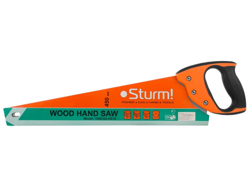 Ножовка по дереву Sturm 450мм, 3-х гран. заточка 1060-02-HS18 (читать описание) Ровно - изображение 1