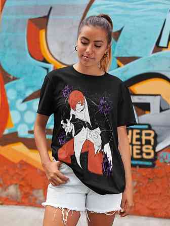 Футболка з аніме принтом Іорі Кінг Фігхтерс Фатал оверсайз (S/M/L) Чорний AnimeJ0867 Дніпро