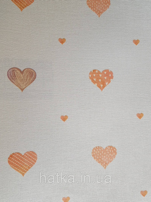 Шпалери вінілові на флізеліні AdaWall Ada Kids метрові для дівчинки серця червоні на молочному Київ - фото 1