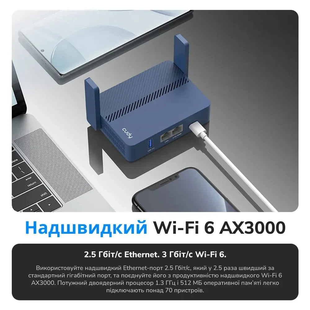 WiFi 6 Mesh-маршрутизатор Cudy TR3000 дводіапазонний гігабітний портативний AX3000 (73-00586) Киев - изображение 5