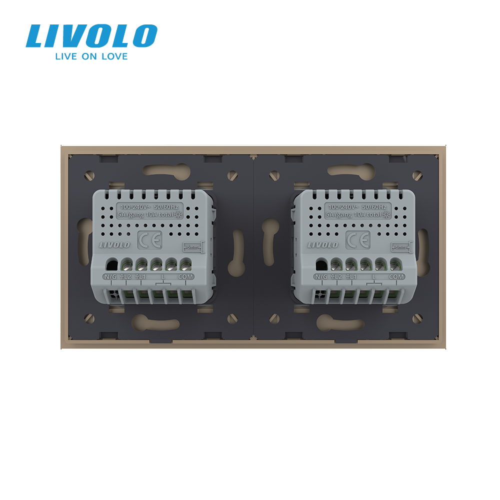 Сенсорний прохідний/перехресний вимикач 4 сенсора (2-2) Livolo золото скло (VL-C702S/C702S-13) Коломыя - изображение 4