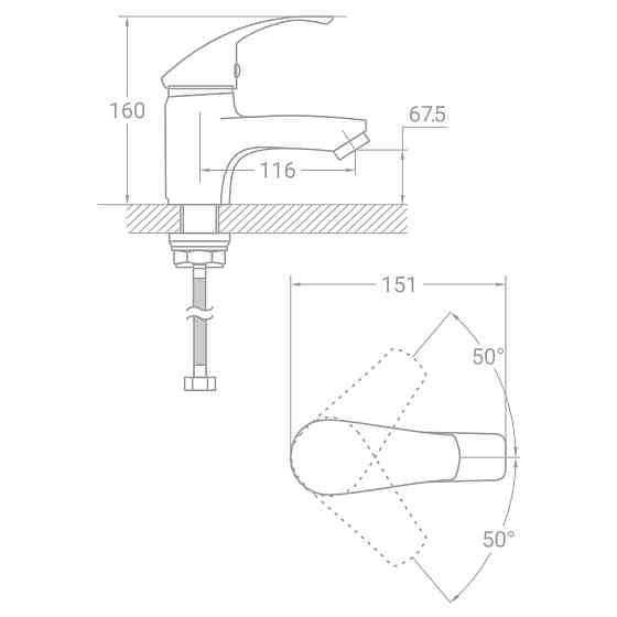 TAU Смеситель SL Ø40 для раковины на шпильке TAU (SL-2A143C) Киев