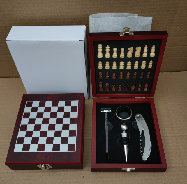 Набор для вина сомелье Шахматы 4 предмета в подарочном деревянном кейсе Бордо Кременчуг - изображение 3