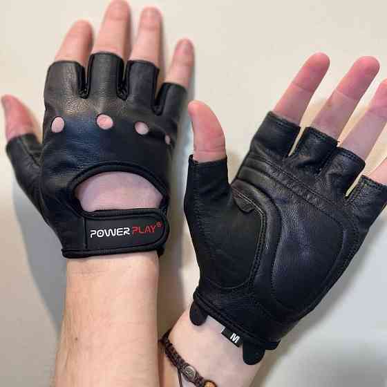 Рукавички спортивні для фітнесу та тренувань у залі чорні PowerPlay 1572 розмір L Київ