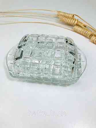 Маслянка скляна прозора "Король" довжина 17*10,5*9 см товсте скло Київ