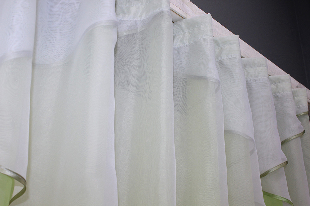 Кухонний тюль арка з ламбрекеном VR-Textil № 025к Блідо-салатовий з білим 270х170 см (52-0769) Київ - фото 4