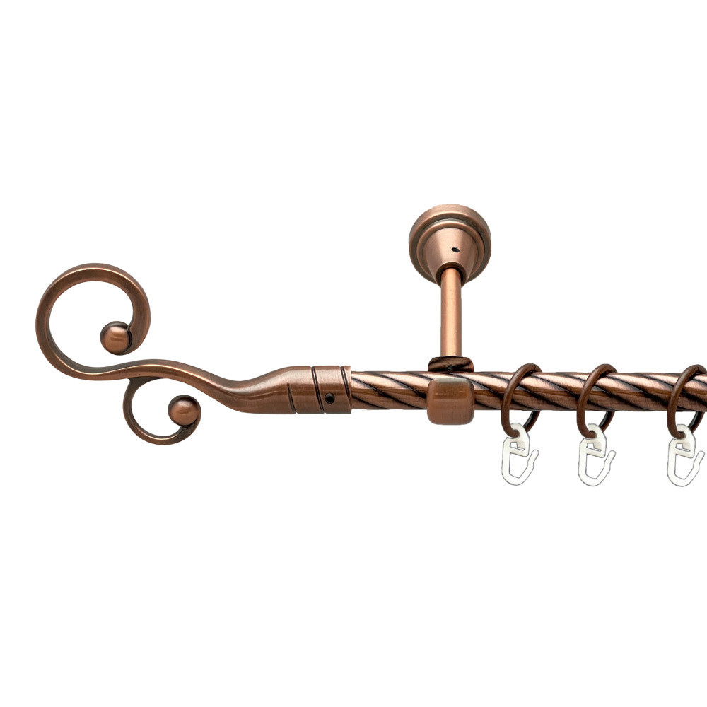 Карниз Orvit Флорес металевий однорядний відкритий скручена труба кільце металеве Мідь 16 мм 300 см Львов - изображение 1