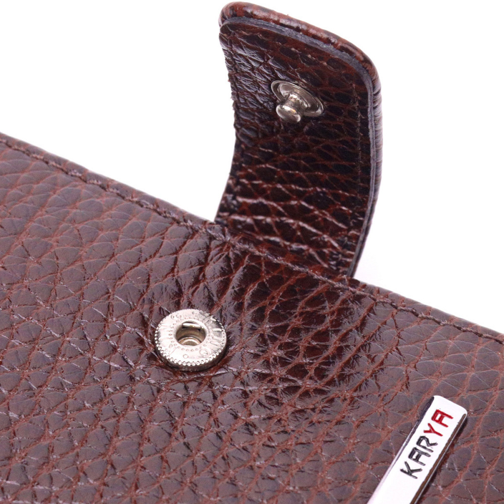 Компактный бумажник для мужчин из натуральной кожи KARYA 21326 Коричневый Киев - изображение 5