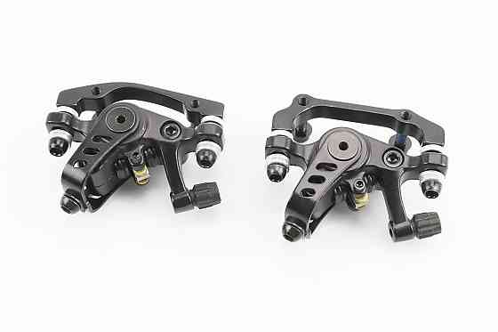 Гальмівні супорти з двосторонньою тягою передній (F160/R140мм)+задній (F180/R160мм), чорні F7 Київ