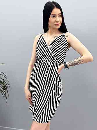 Літня сукня-сарафан у смужку "Indiana" оптом | Норма і батал | Розпродаж моделі 46-48, Чорний Київ