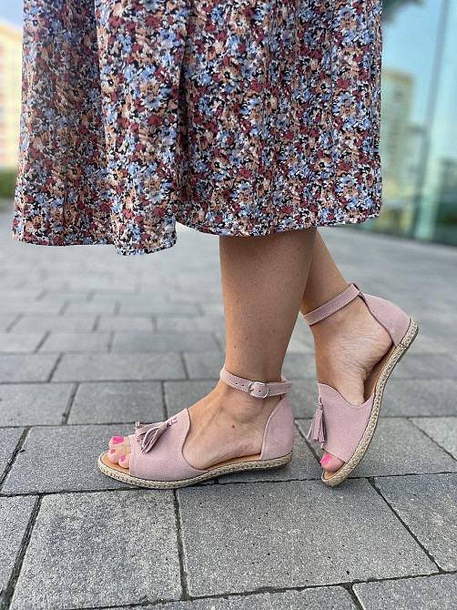 M.KRAFT Босоніжки жіночі пудрові літні M.KRAFT 0532 натуральна замша / Замшеві босоніжки на низ Коломыя - изображение 6