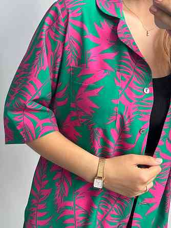 Костюм жіночий літній штапель-шовк Зелено -рожевий XL-2XL Харків