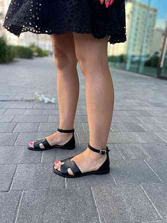 Mermaid Босоніжки жіночі чорні Mermaid 2405 літні з натуральної шкіри / Шкіряні босоніжки на ни Коломия