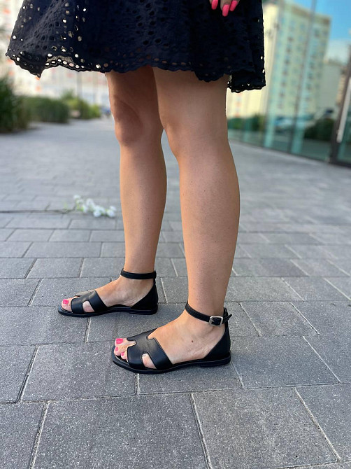 Mermaid Босоніжки жіночі чорні Mermaid 2405 літні з натуральної шкіри / Шкіряні босоніжки на ни Коломия - фото 3