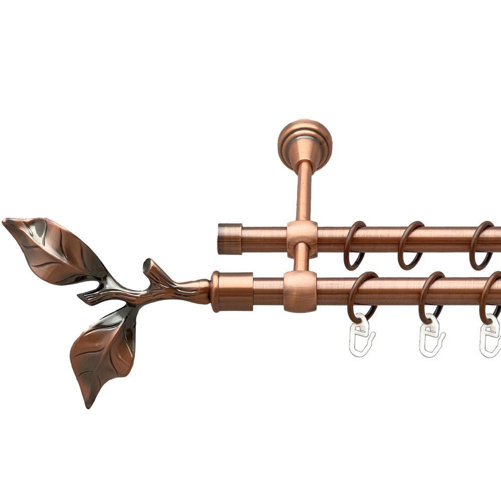 Карниз Orvit Листок Троянди металевий дворядний литий гладка труба кільце металеве Мідь 16\16 мм 120 см Львов - изображение 1