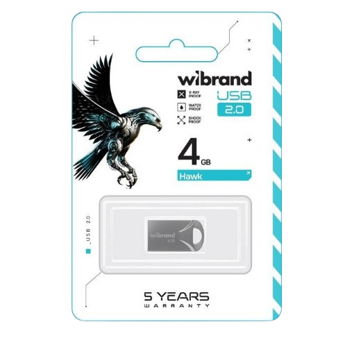 Флешка 4Гб USB 2.0 срібло Hawk Wibrand Житомир