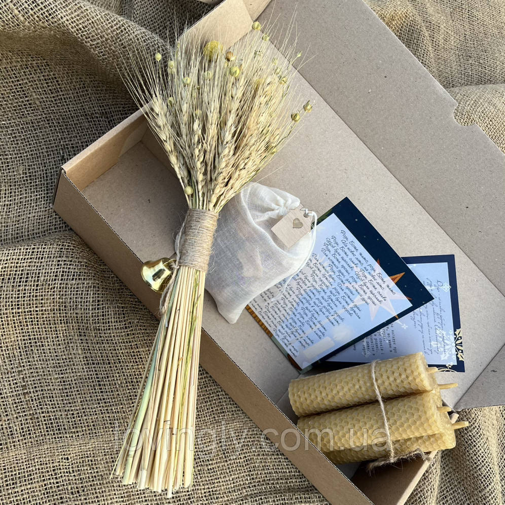 Різдвяний символічний подарунок з Дідухом і адвент-свічками з бджолиного воску Ірпінь - фото 3