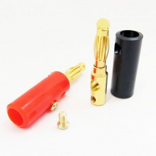Штекер акустический Banan п\винт, gold, корпус пластик, красный Полтава - изображение 1