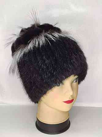 Шапка хутряна жіноча із чорнобуркою квіточка Роза Чорний Харків