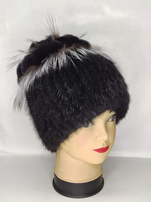 Шапка хутряна жіноча із чорнобуркою квіточка Роза Чорний Харків - фото 3