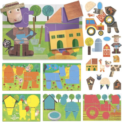 Развивающая игрушка Headu Тактильная игра Монтессори - Формы и контуры (MU25374) Винница - изображение 3