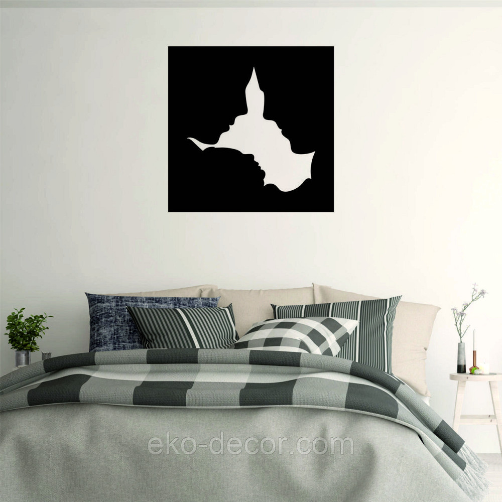 Декоративне настінне 3D Панно «Силует пари», Декор на стіну з об'ємом 70*70 см, Чорний Київ - фото 4