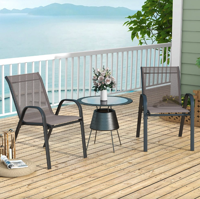 Комплект садових стільців Costway Patio з підлокітниками сірий Киев - изображение 2