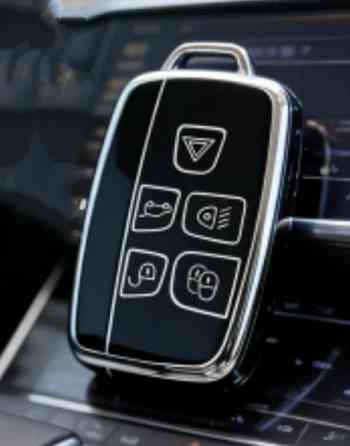 Захисний чохол для автомобільного ключа Land Rover Jaguar Чорний зі сріблом Сміла