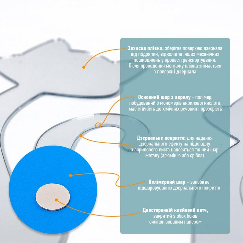 Зеркальный декор акриловый самоклеющийся Котики серебро, 4шт (D) SW-00002494 Днепр - изображение 4