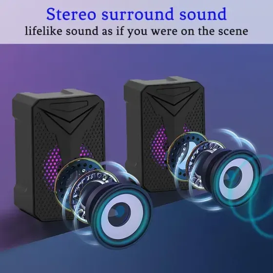 Настольные стерео колонки со светодиодной подсветкой Aoas e-005 Акустика для ноутбуков и ПК Коломия