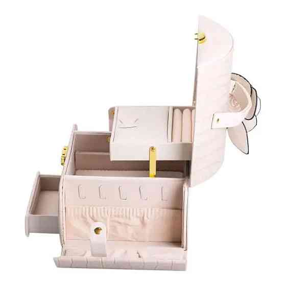 Шкатулка для прикрас з еко-шкіри, 3 яруси, з замком Київ