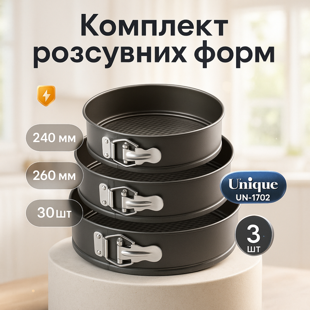 Набор для выпечки из нержавеющей стали Unique, Круглая формочка для выпечки Формы стальные JZ-91 Львов - изображение 16