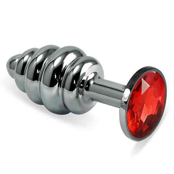 Анальная пробка - Heavy Metal Anal Plug Silver Rosebud Spiral Red Sex Aura Киев