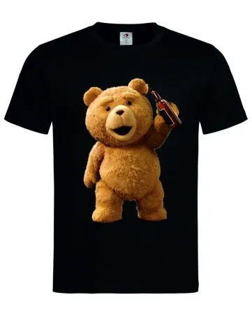 Футболка с прикольным медвежонком и бутылкой — юмор для взрослых Черный, L Городище