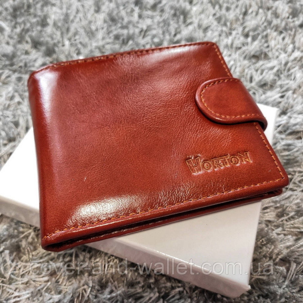 Світло-коричневий чоловічий шкіряний гаманець на кнопці середнього розміру Нorton Київ - фото 2