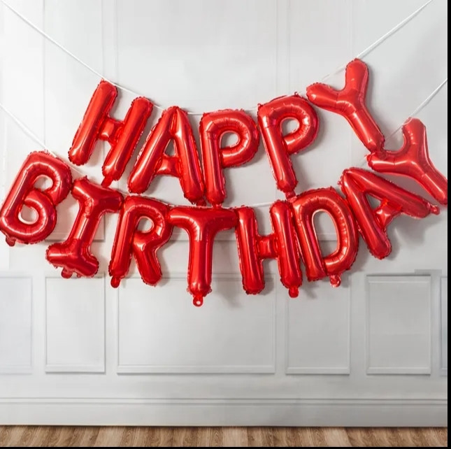 Happy Birthday фольговані кулі червоні Київ - фото 1
