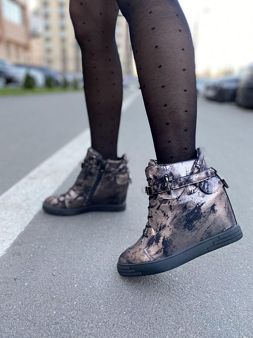 Снікерси жіночі Gofc бронзовий еко-шкіра платформа 8см 38р. (KLS-103) Коломыя - изображение 4