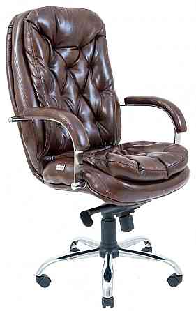 Офісне Крісло Керівника Richman Venice Madras Dark Brown Хром М2 AnyFix Коричневий Київ