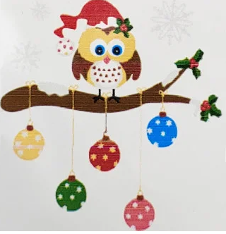 Набір для розпису по номерах Сова на дереві з новорічними шарами Stateg розміром 20х20 см (НН6330), шт Київ - фото 1