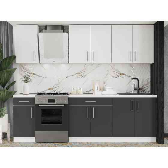 Кухня модульна Еверест Оптіма набір №3 Німфея альба+Антрацит 2,6 м (без стільниці) (DTM-5702) Львів