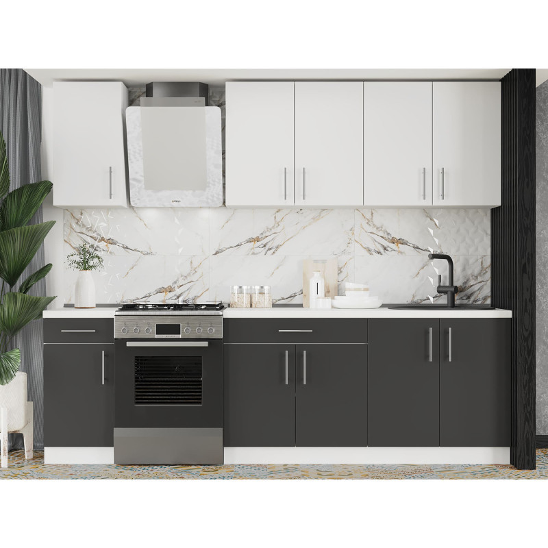 Кухня модульна Эверест Оптима набор №3 Нимфея альба+Антрацит 2,6 м (без столешницы) (DTM-5702) Львов - изображение 1