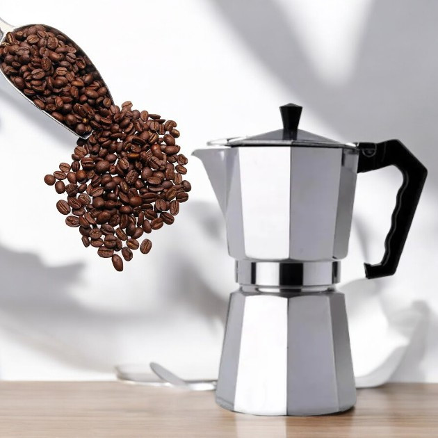 Алюминиевая гейзерная кофеварка UNIQUE UN-1911 на 1-3 чашки, 135 мл, удобная и компактная Одесса - изображение 5