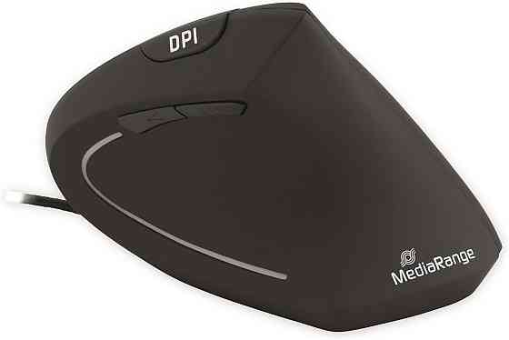 Мышь MediaRange Ergonomic PC Mouse чёрная вертикальная 6 кнопок оптическая DPI 800/1200/1600 USB 2.0 Киев