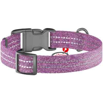 Нашийник для тварин WAUDOG Re-cotton з QR паспортом світловідбивний Ш 15 мм Д 25-35 см фіолетовий (02869) Вінниця
